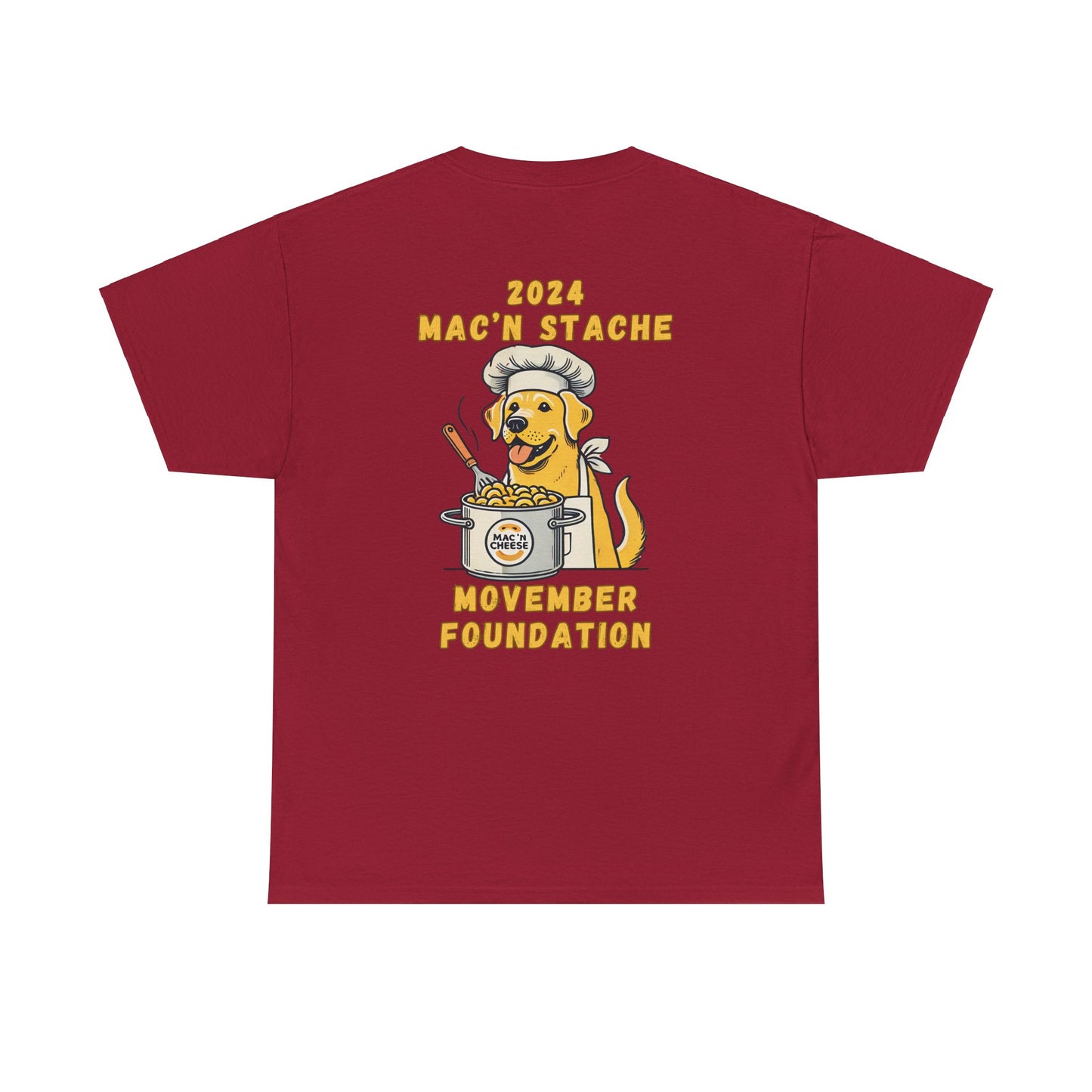 NON Member 2024 Mac'N Stache Unisex Heavy Cotton Tee - Support Movember Foundation with Fun Dog Design