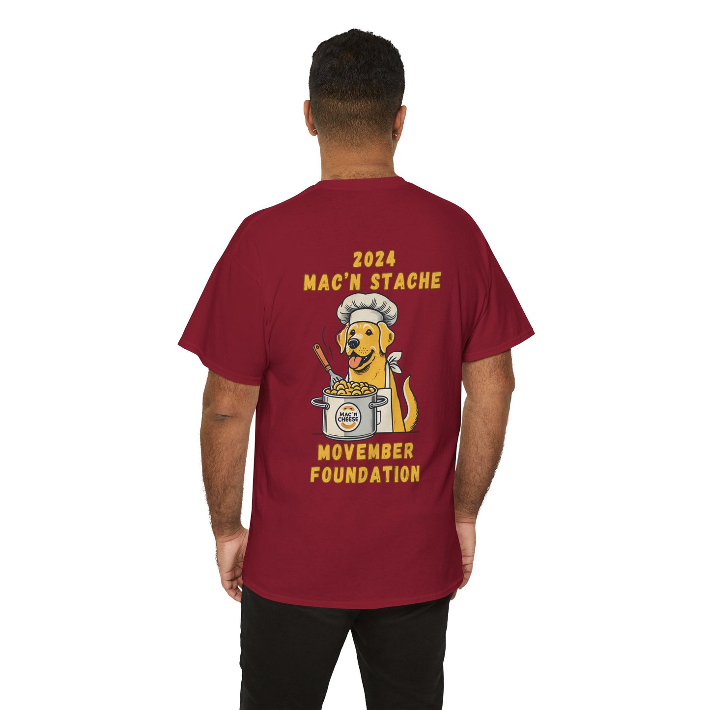 NON Member 2024 Mac'N Stache Unisex Heavy Cotton Tee - Support Movember Foundation with Fun Dog Design